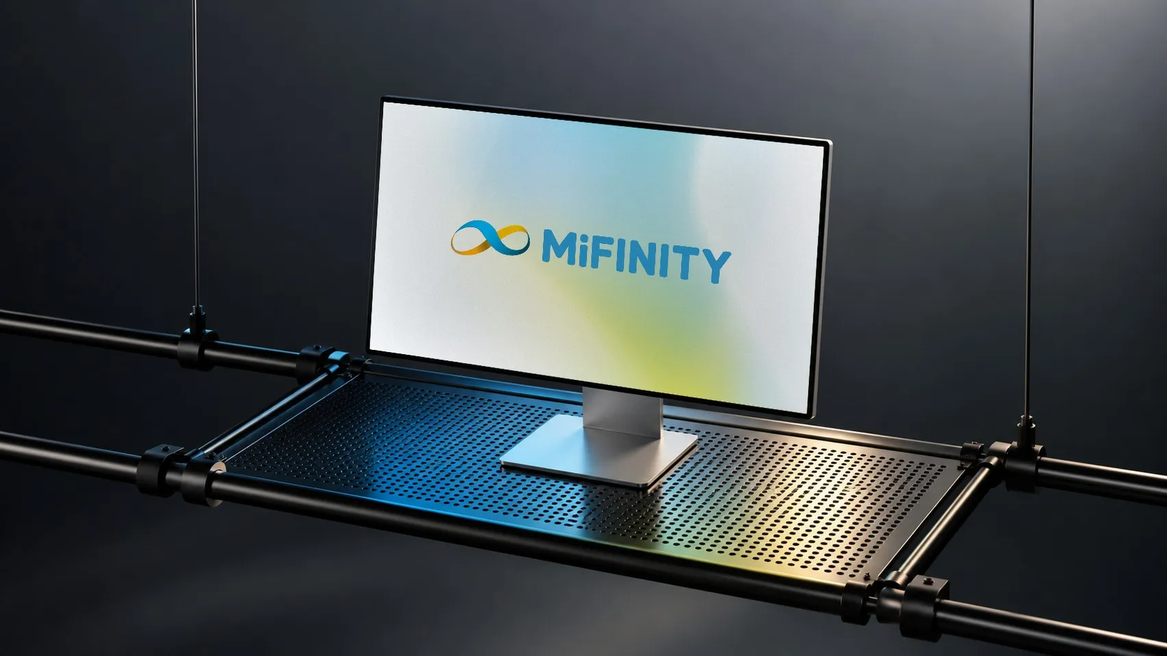 MiFinity brand film end card on a studio monitor, case study by IPOINT INT.
