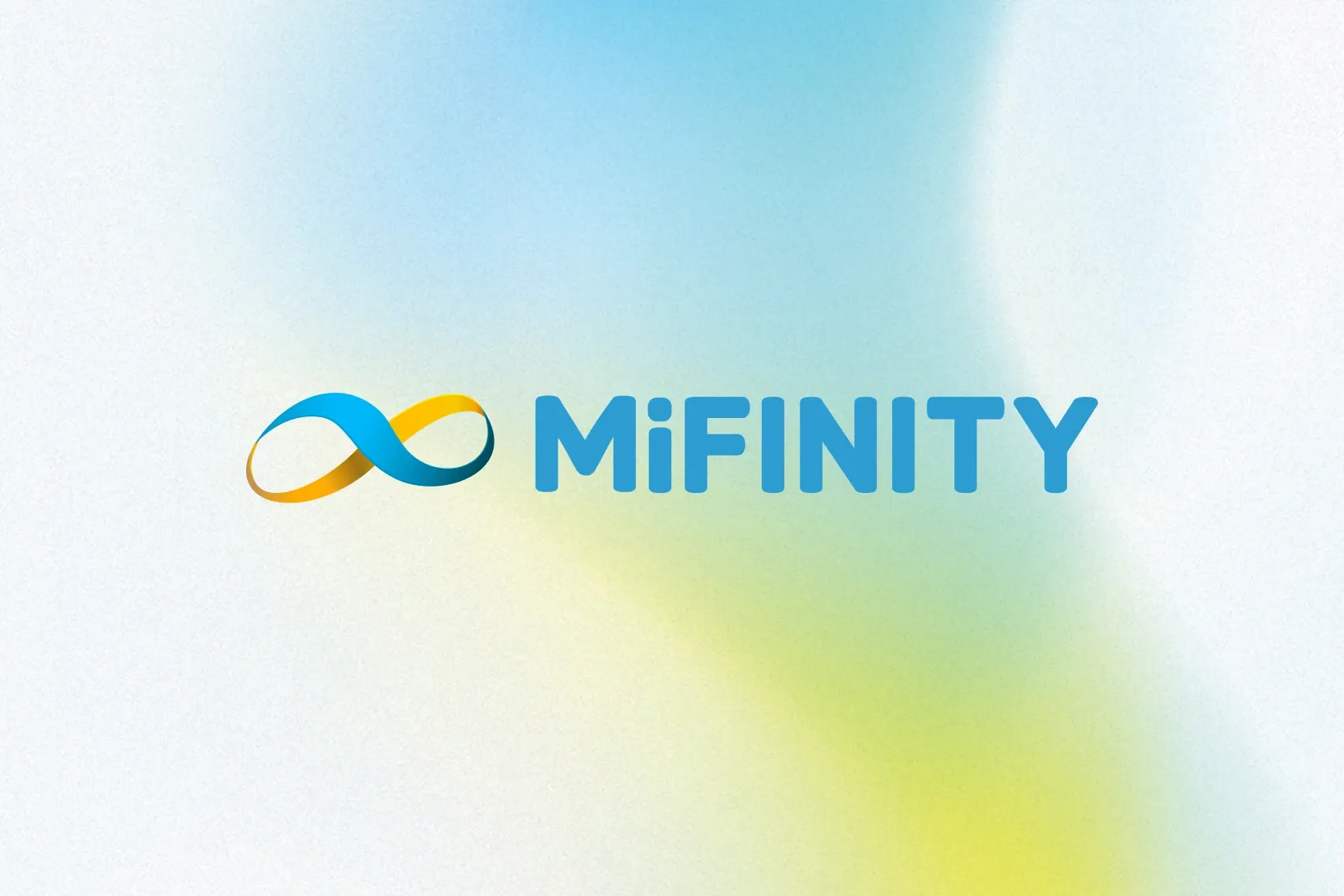 MiFinity logo lockup on the blue, green and yellow gradient used in the brand film